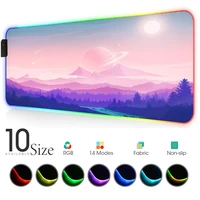landscape rgb mouse pad pink blue gamer accessories large led mousepad xl gaming pc computer desk with backlit rubber mat