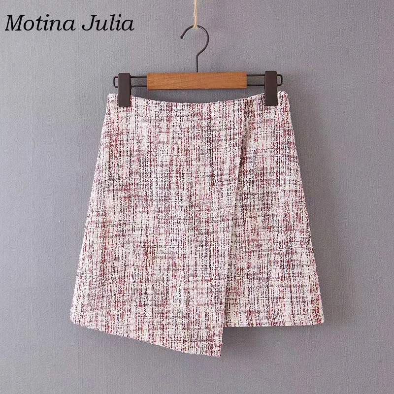 Motina Julia элегантный костюм из двух частей твидовый Блейзер Женский полосатый твидовый в клетку юбка+ пальто вечерние Клубные уличные женские комплекты