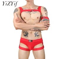 gay mens sexy cosplay clubwear lingerie sissy crossdresser set shoulder chest harness belt tank top with garter briefs armband