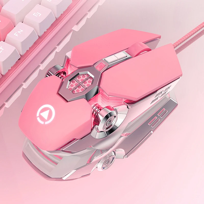 Mouse gamer rosa com 7 teclas, ergonômico, com retroiluminação, para meninas e computadores hp dell e notebook