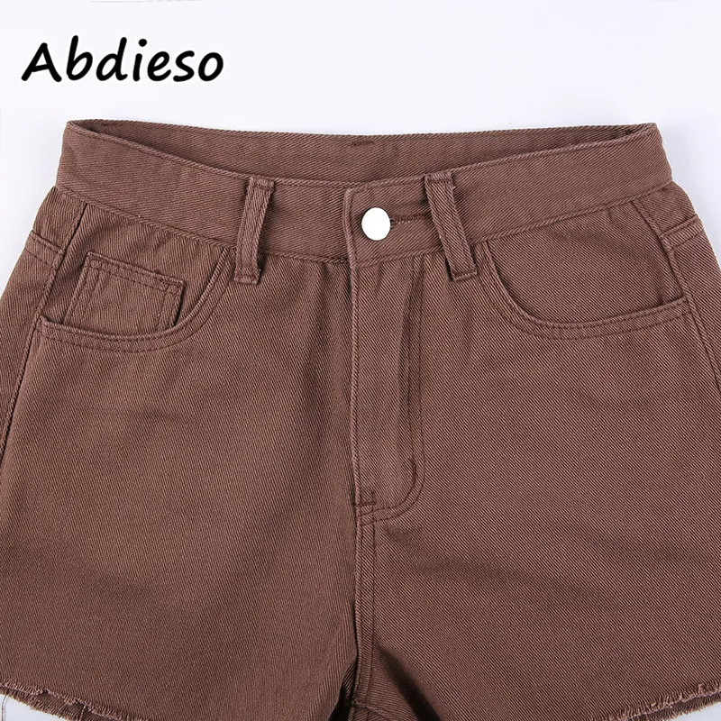 

Abdieso Brown Casual Summer Shorts Jeans Women 2021 Y2K Streetwear Denim High Waist Shorts Fashion 90s