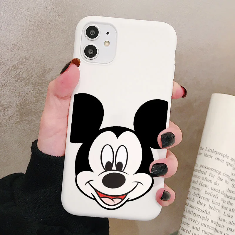 P3White Чехол для телефона iPhone 11 Pro XR X Xs Max 8 7 6 Plus 6S 5S SE матовый Силиконовый чехол с мультяшной мышкой мягкая задняя крышка - Цвет: P3White