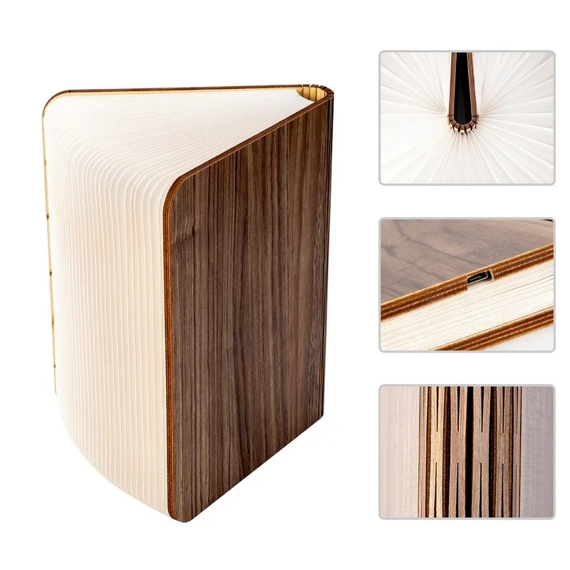 

LED Folding Wooden Book Light Creative 3D Night Lamp Table Decor Lights Bedside Mood Book Lamp Christmas Gifts For Kids