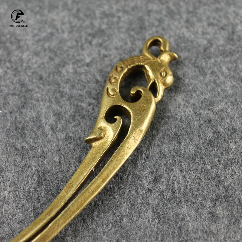 Медь птица Феникс Чай Ножи стол украшения Винтаж латунь миниатюры декоративные