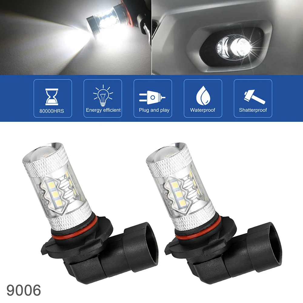 

2pcs 9006 9005 H8 H11 12V 100W 6000K White Highlighting Automobile LED Headlights Fog Lamp Light Bulbs