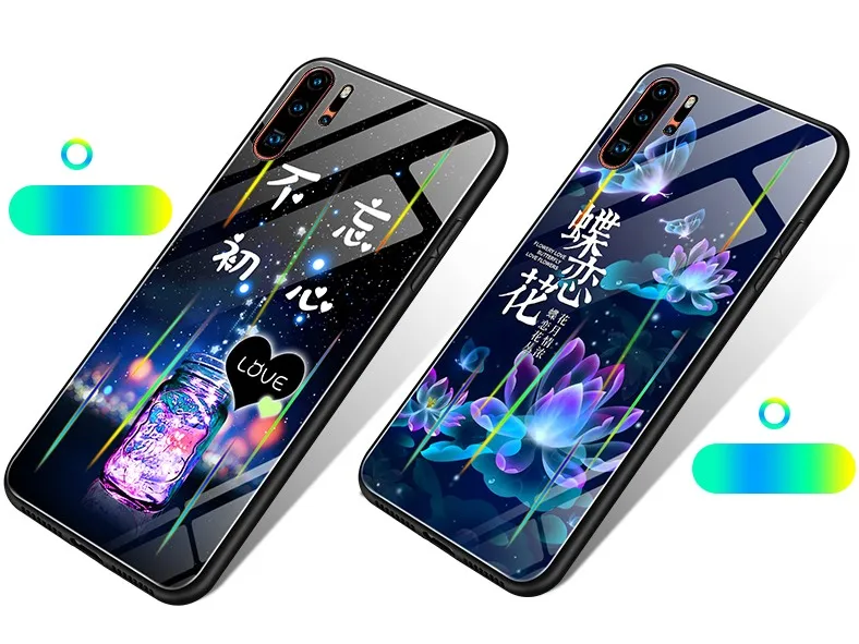 Чехол для huawei P30 Lite P20 Pro Чехол из закаленного стекла ударопрочная световая крышка для huawei P30 Lite Nova 4e Nova 5 Pro 5i чехол