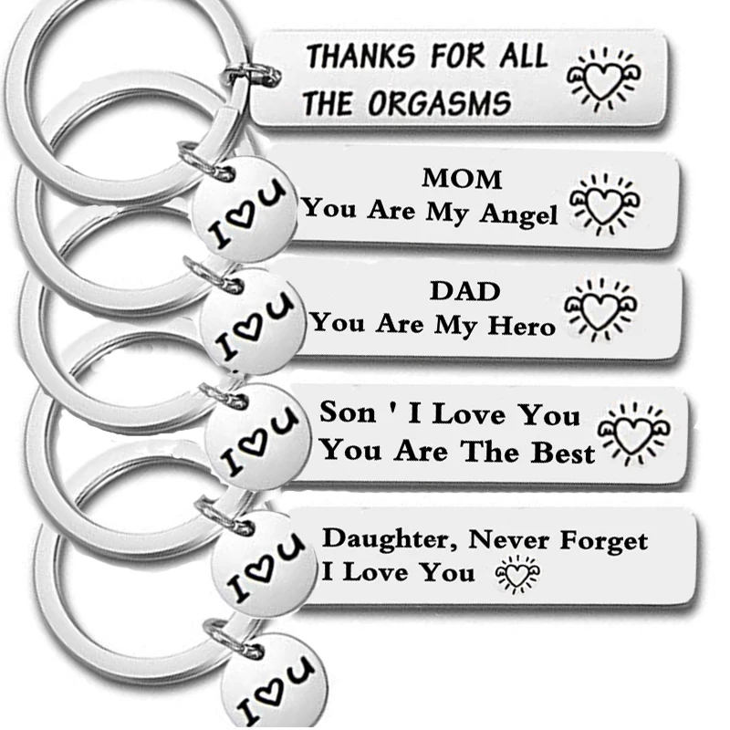 Смешные Пары брелок с гравировкой спасибо за все оргазмы кольцо для ключей из