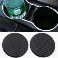 2pcs black carbon fiber look car water cup slot non slip mat pad interior parts universal auto car accessories gadgets