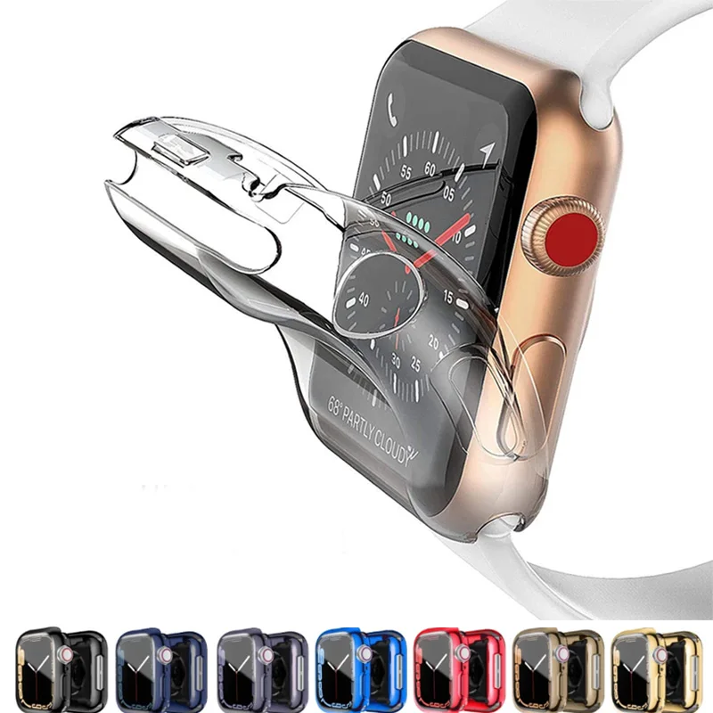 Чехол для Apple Watch 45 мм/41 мм 44 мм/40 42 мм/38 бампер из ТПУ планшетов iWatch серии 6 5 4 3 SE 7