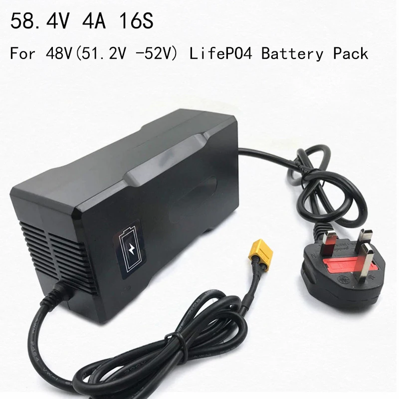 16s 58 4v 4a intelligent battery charger for 48v 51 2v 52vlifepo4 battery pack electric bicycle scooter for fast smart charger free global shipping