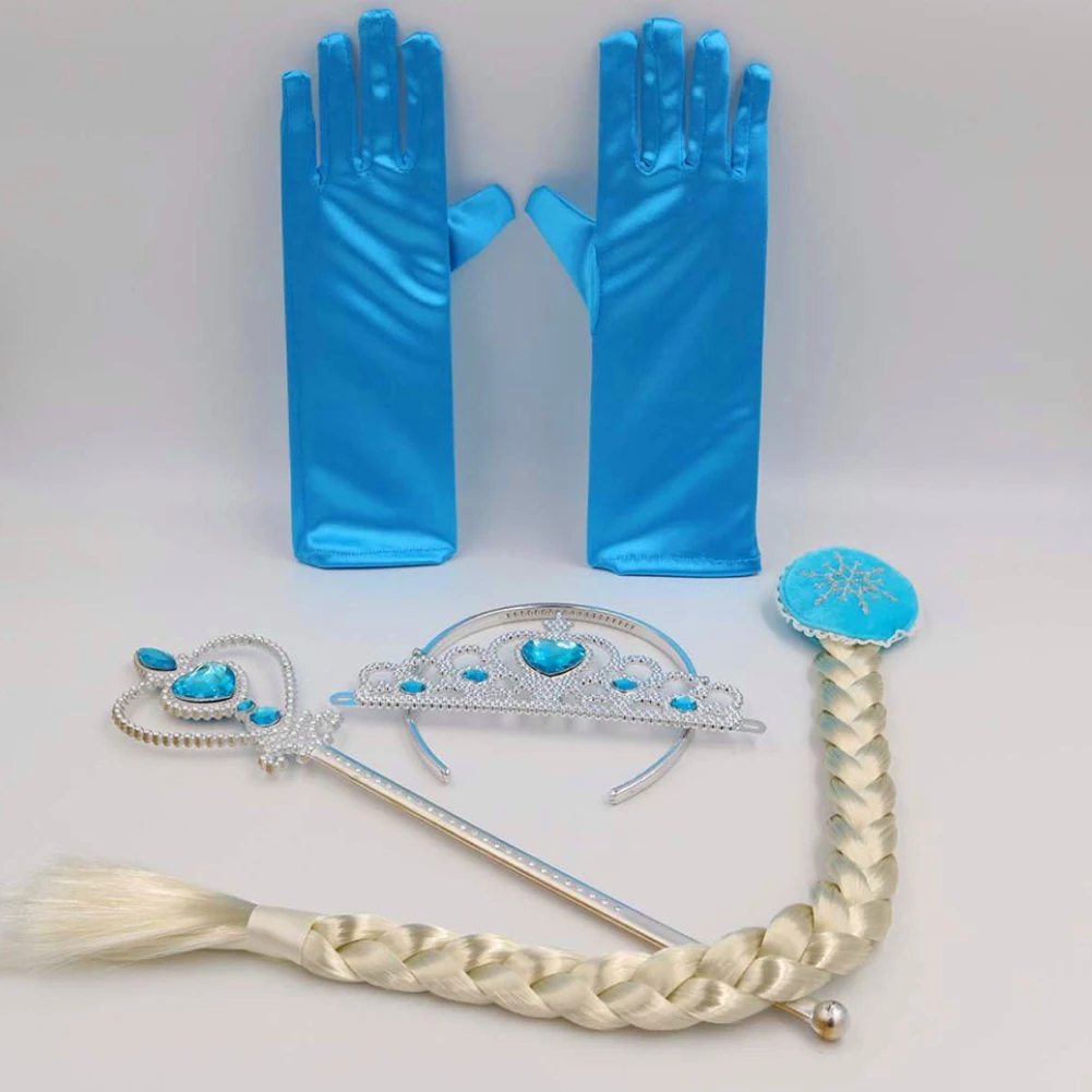 4 шт. Принцесса Эльза волосы Анны аксессуары Корона парик + волшебная палочка