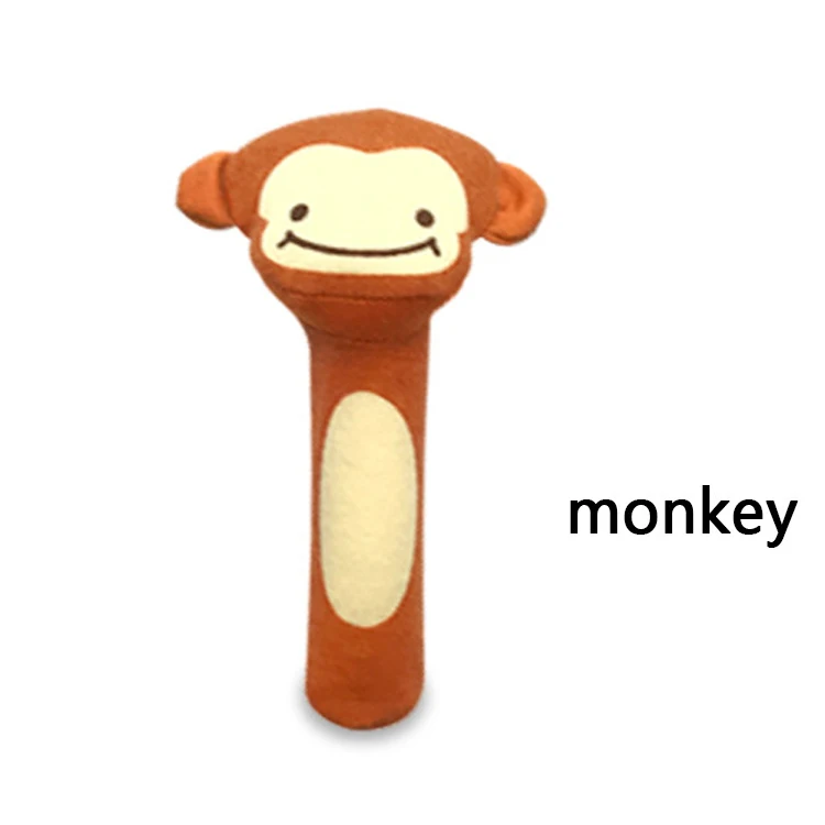 Monkey Детская плюшевая погремушка для рук 0-12 месяцев, мультяшный Колокольчик для рук, мягкие милые моющиеся детские игрушки для новорожденных, подарок для младенцев - Цвет: Monkey