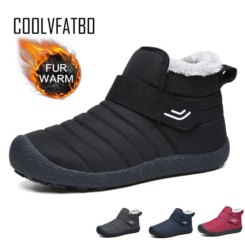 COOLVFATBO/теплые мужские зимние ботинки для мужчин; теплые непромокаемые сапоги на меху; плюшевые женские зимние ботильоны; zapatos de hombre
