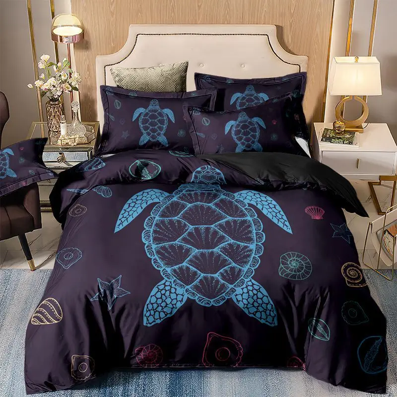 

Meer Schildkröte Bettwäsche Set Nette Einzel Doppel Bett Kleidung Strand Königin König Twin Voll Größe Bettbezug-set Für Kid erw