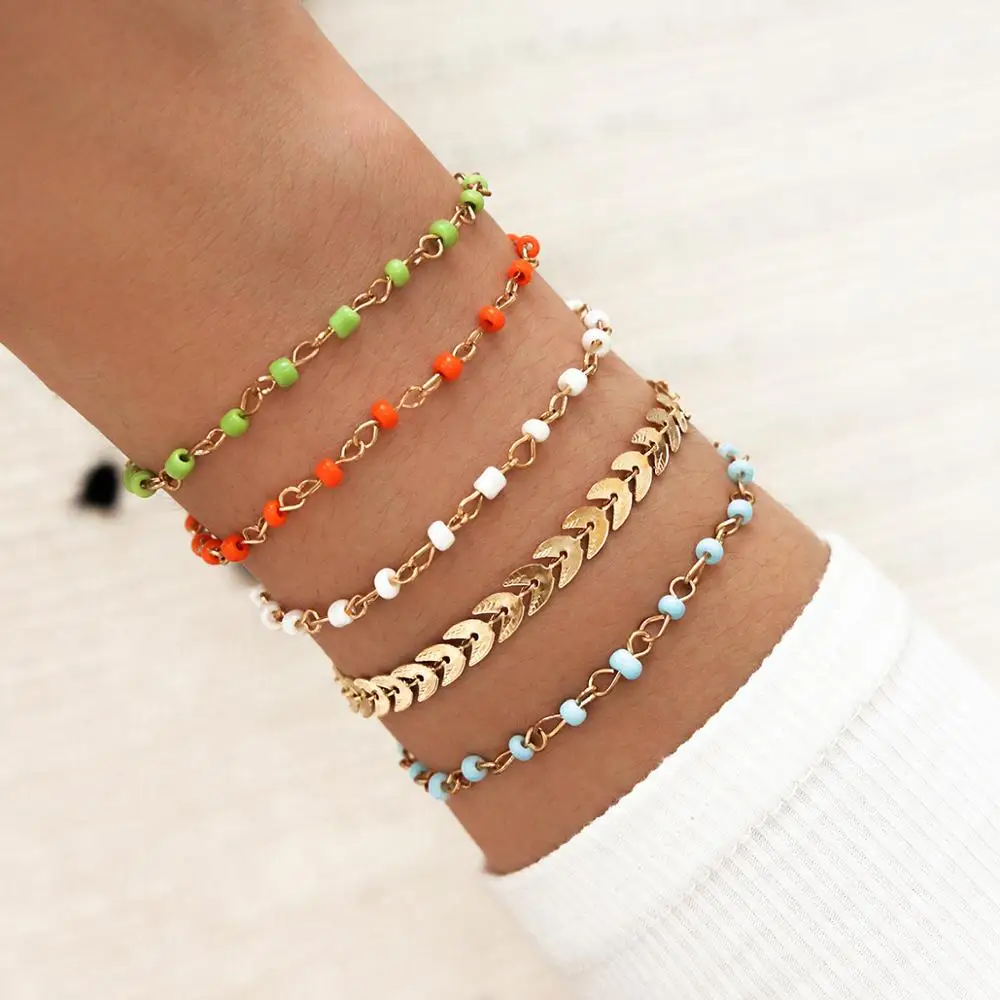 

5pcs/set Fashion Multilayer Handmade Seed Beads Arrow Charms Bracelets & Bangles Pulseras Mujer Boho Bracelet for Women Gift