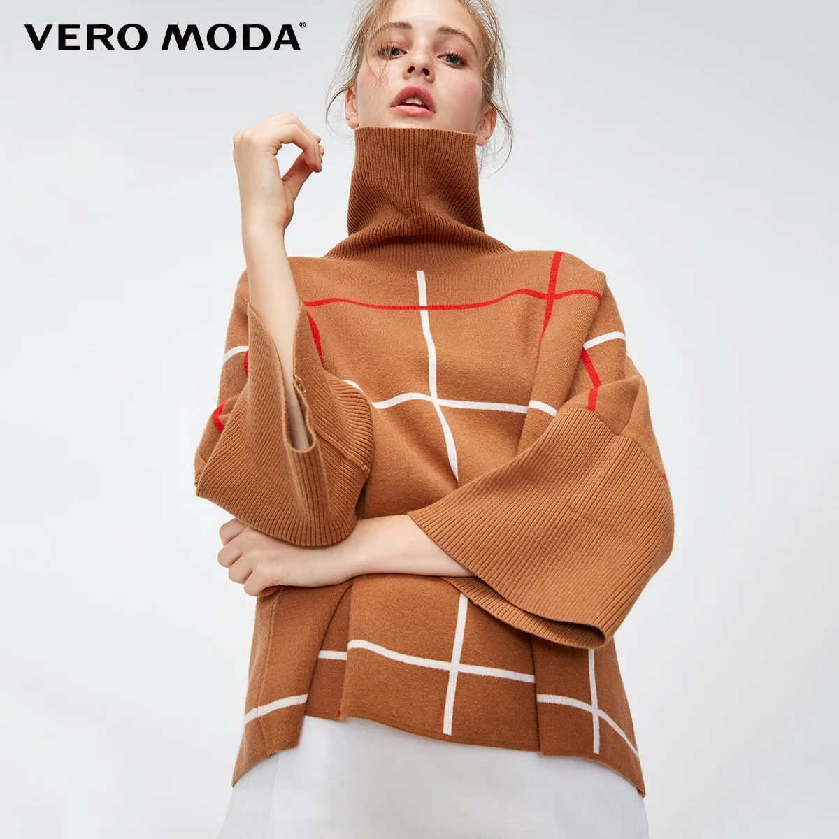 Трикотажный свитер с высоким воротом и рукавом 3/4 от Vero Moda | 319125501 Женская одежда