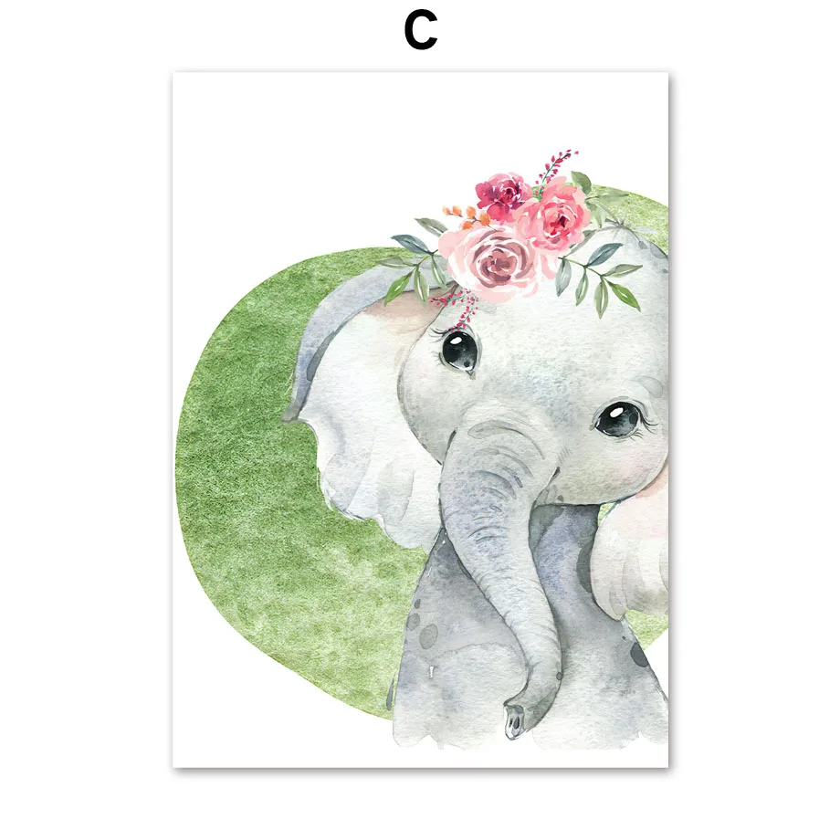 

Tiger Elephant Lion Zebra Wall Art Canvas Painting Nordic Posters And Prints Cartoon Animals Wall Pictures For Kids Room Decor