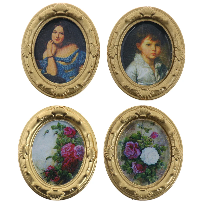 

1 PC Plastic 1:12 Dollhouse Miniature Painting Framed Wall Home Decor Room Items Gifts Baby Kids Toy