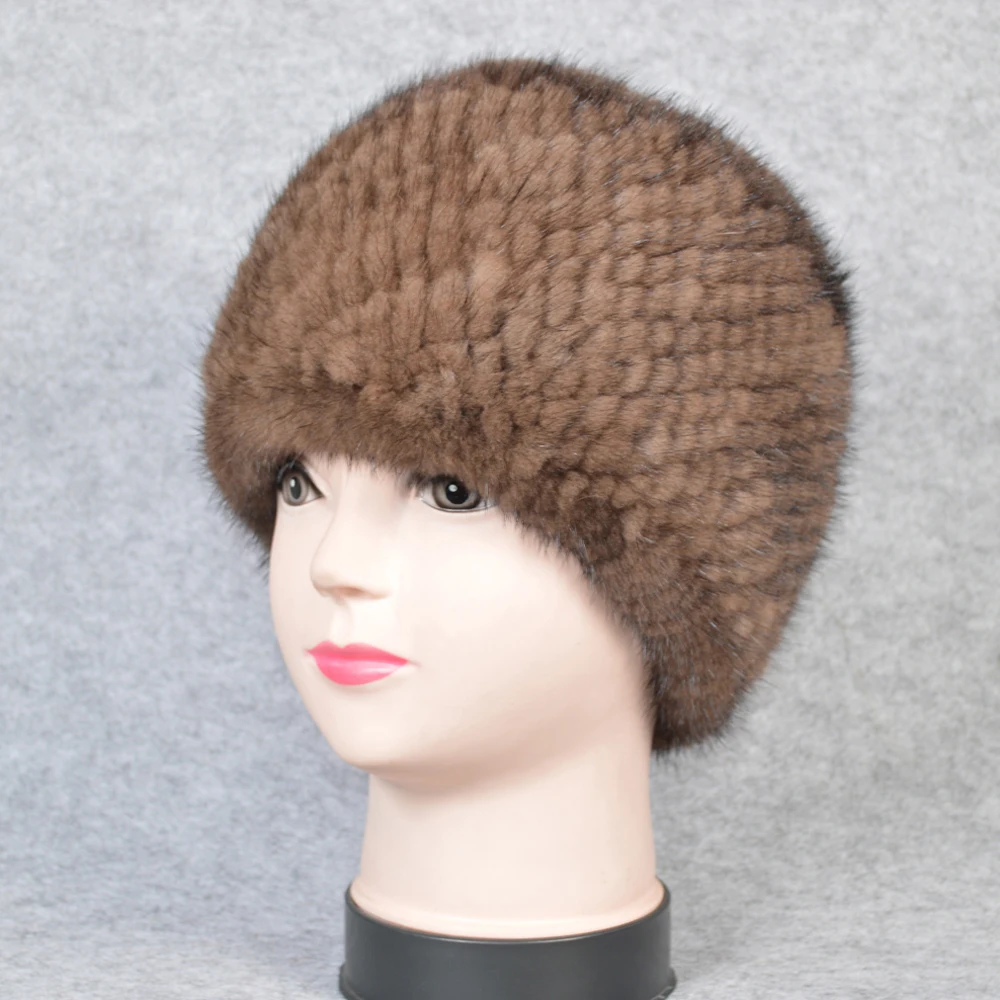 Новые женские вязаные настоящие норковые меховые повязки на голову шарфы для