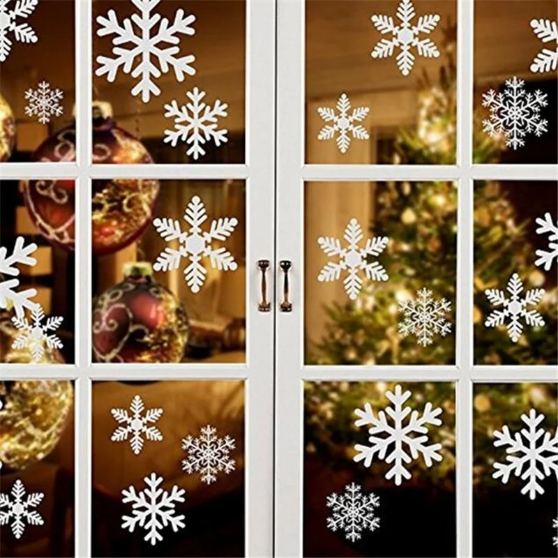

27PCS Christmas Snowflake Wall Stickers DIY Living Room Window Glass Cabinet Display Decoration Home Decor Mural Decal