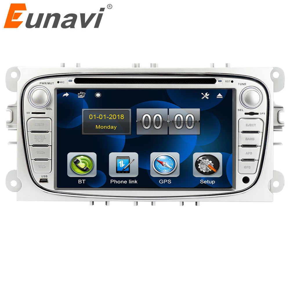 Eunavi 2 Din 7 дюймов Автомобильный dvd-плеер радио GPS навигация для FORD/Focus/S-MAX/Mondeo/C-MAX/Galaxy
