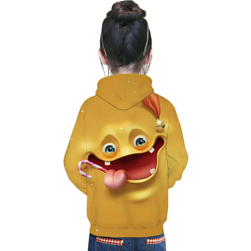 Детская зимняя толстовка с капюшоном крутой пуловер 3D смайликом для маленьких