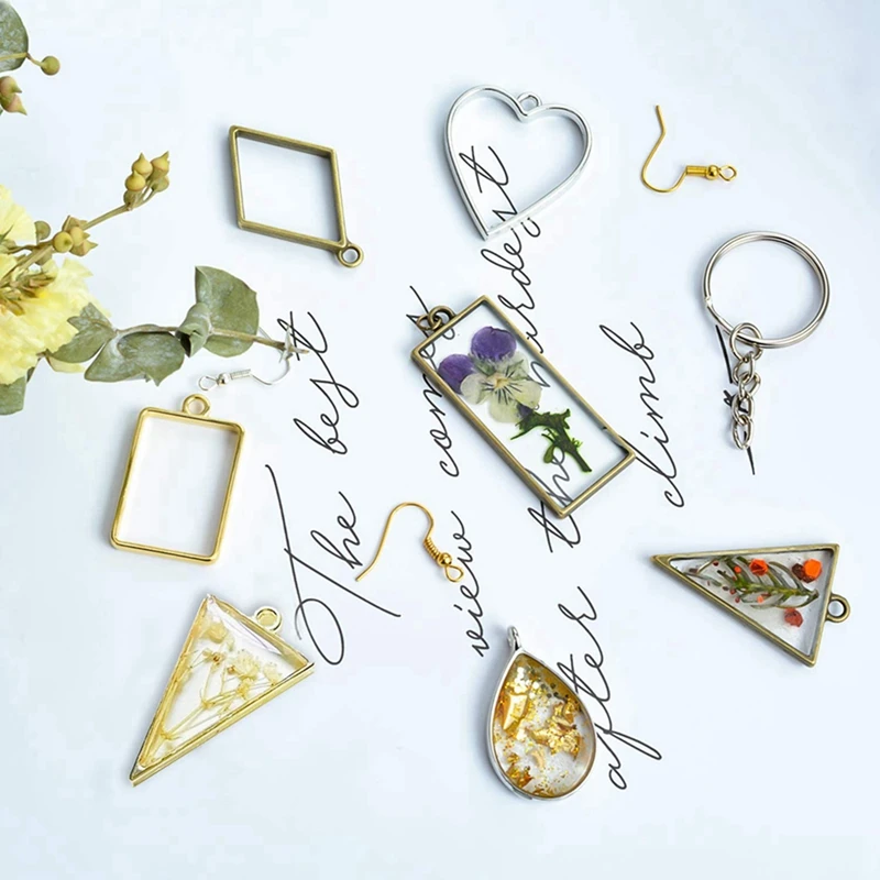 

1set Resin Open Border, with Key Chain and Earrings Hook & 125 Pcs Resin Silicone Molds DIY Jewelry Tools Kits