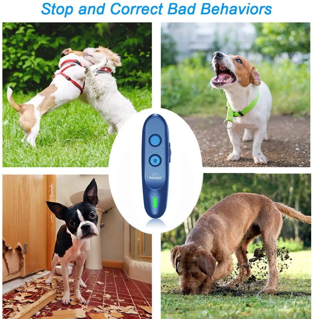 

Ultrasonic barking deterrent, 3-in-1 barking-proof dog training device, rechargeable 16.5Ft hand-held training device for dogs
