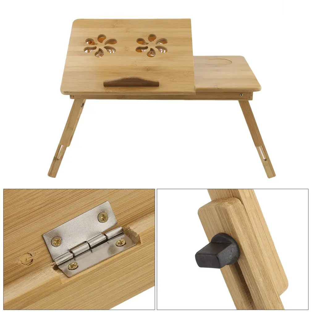 Foldable Portable Bamboo Computer Stand Laptop Desk With/Without Fan Tea Serving Bed Dining Table Notebook | Мебель