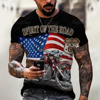 fashion route 66 with motocycle 3d mens t shirt summer o neck short sleeve tops tees for man oversized t shirt vintage clothing