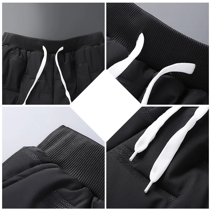 

Winter Men Black Plus Velvet Warm Trousers 2020 New Fashion Small Stretch Lace-up Pants