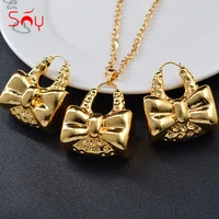 sunny jewelry fashion jewelry copper jewelry sets for women 2021 new design necklace earrings pendant hoop earrings bow trend