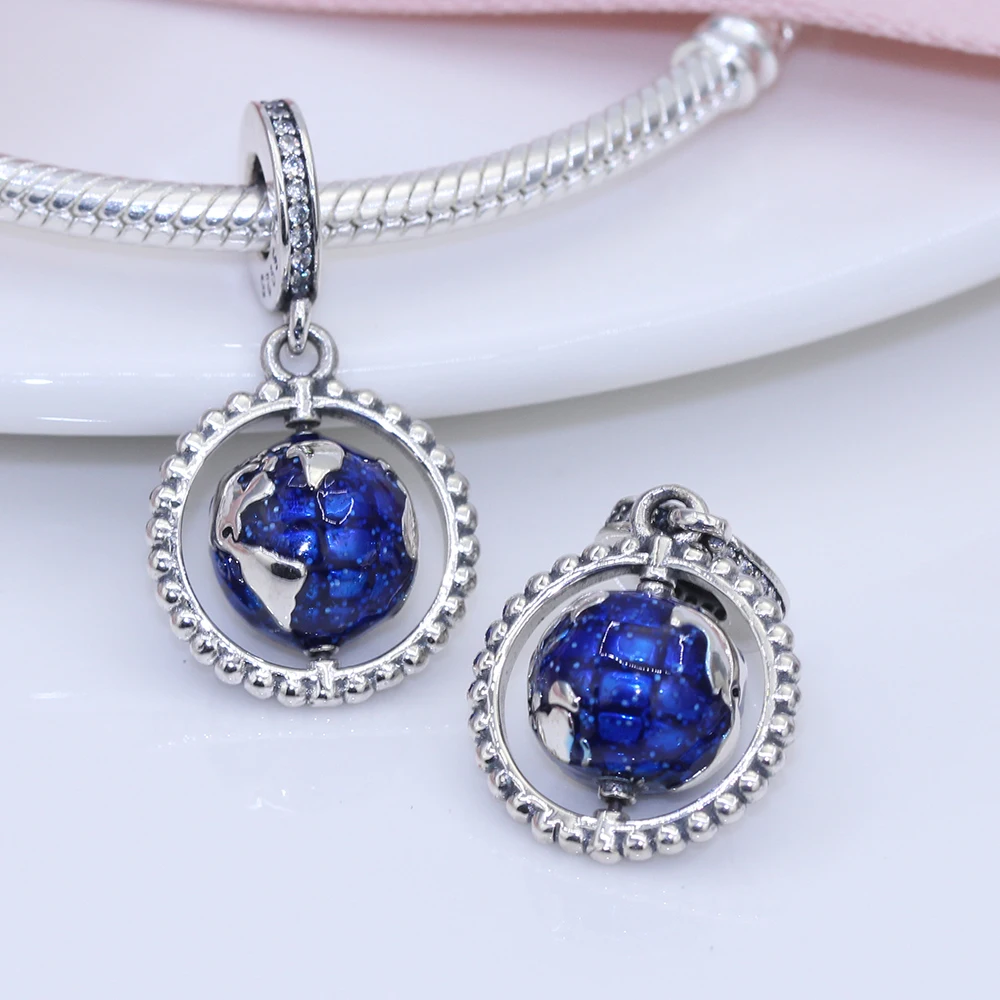 

Fit Original Pandora charms bracelet beads S925 sterling silver Earth spinning pendant women's popular jewelry girlfriend gifts