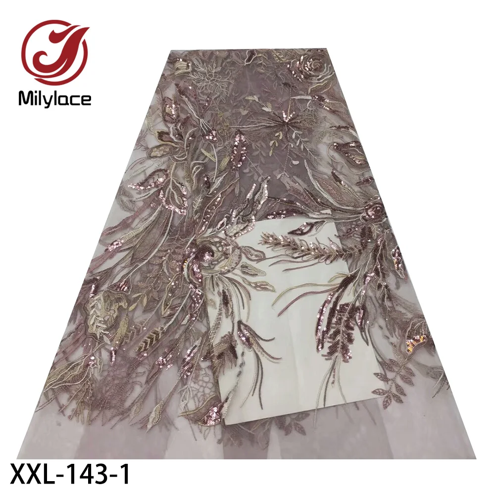 

Milylace African Tulle Lace Fabrics with Sequins Embroidery Net Lace High Quality French Mesh Lace for Wedding XXL-143
