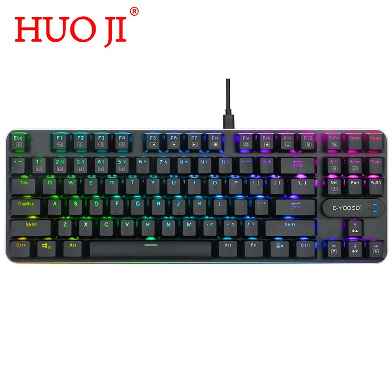 huo ji e yooso z 66 low profile tkl mechanical keyboard linear red switch rgb led backlit 87 keys anti ghosting wired keyboard free global shipping