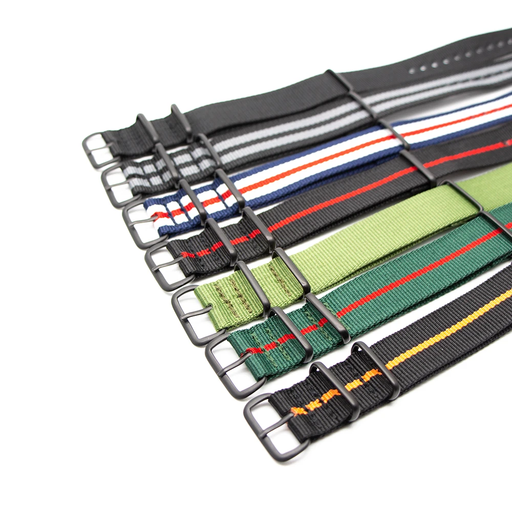 Ремешок спортивный в стиле НАТО для наручных часов Полосатый Прочный Плетеный