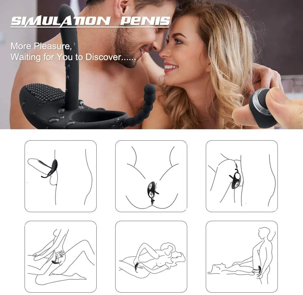 7-скоростное Виброкольцо для Пениса с двойной фиксацией, портативный и перезаряжаемый массажер для стимуляции, инструменты для секс-игрушек для мужчин.