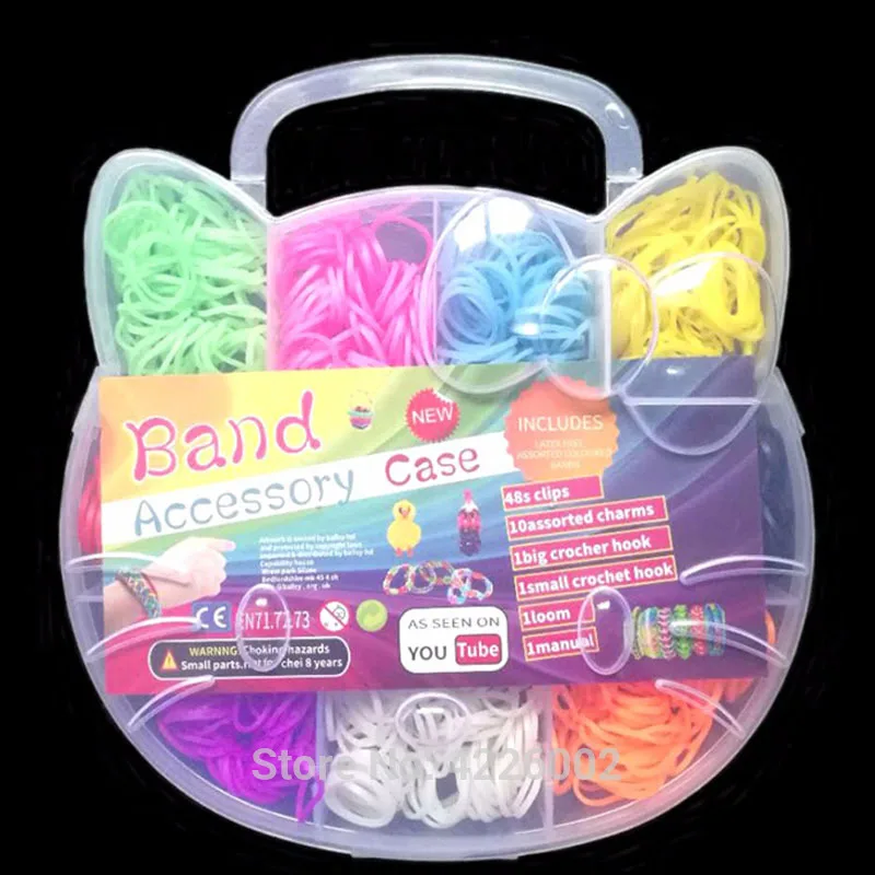 

600pcs Colorful Rubber Loom Bands Weave Elastic Make Bracelet Tool DIY set Kit Box Girls Gift Kids Toys for Children 8 10 year