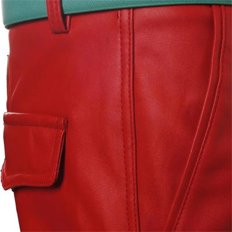 

2021 European and American men's fashion personality plus size pu leather pants 1524