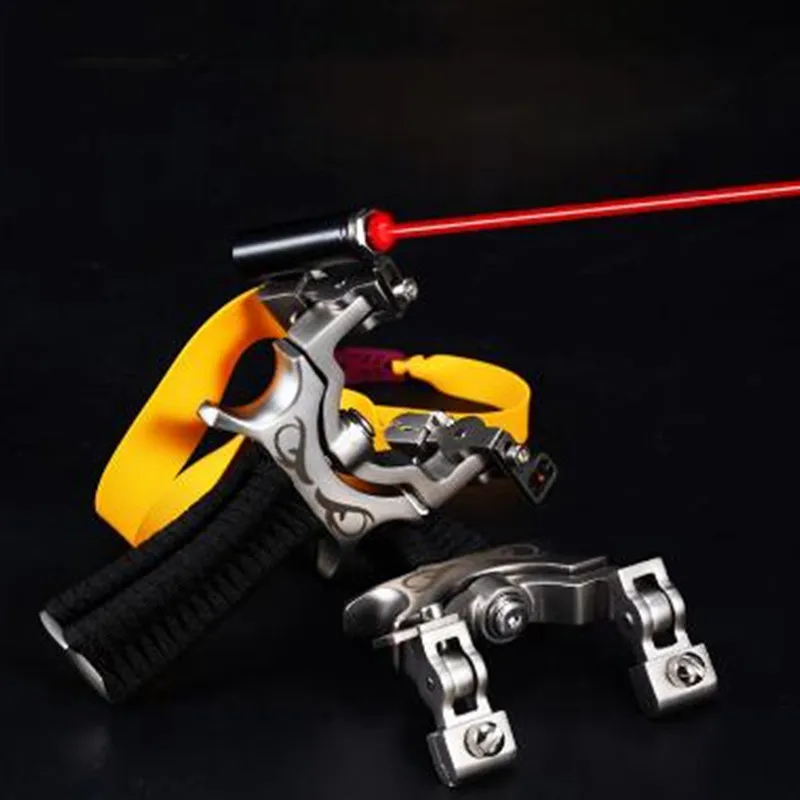 

The new 360-degree rotating slingshot stainless steel laser quickly flattened leather slingshot outdoor hunting shooting sports