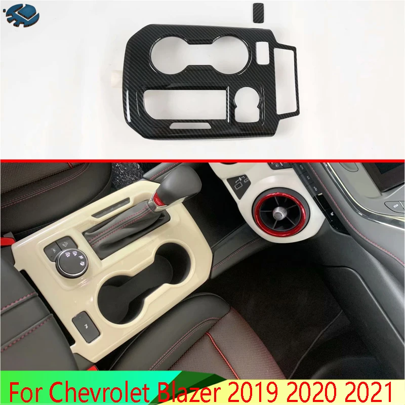

For Chevrolet Blazer 2019 2020 2021 Carbon Fiber Style Gear Shift Panel Center Console Cover Trim Frame Car Styling Sticker