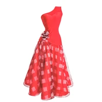 national standard dance dress sleeveless red big swing performance modern dance dresses lady flamenco dance costumes