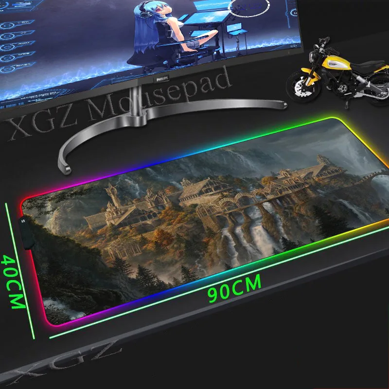 Большой коврик для мыши XGZ красный синий прецизионный черный с застежкой по краям