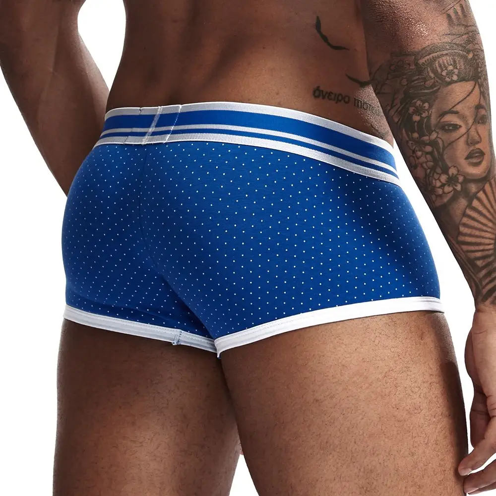 Бренд JOCKMAIL, мужские боксеры, хлопковое сексуальное мужское нижнее белье, боксеры с u-образной выпуклой сумкой, трусы с принтом листьев, Сетчатое дышащее нижнее белье для геев