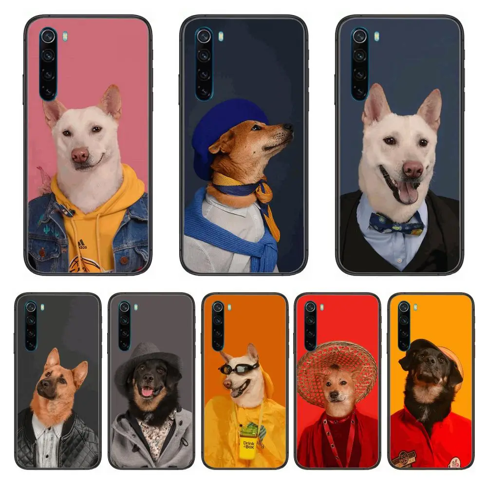 

Dog fashion creative personality boys cartoon Phone Case For XiaoMi Redmi Note 9S 8 7 6 5 A Pro T Y1 Anime Black Cover Silicon