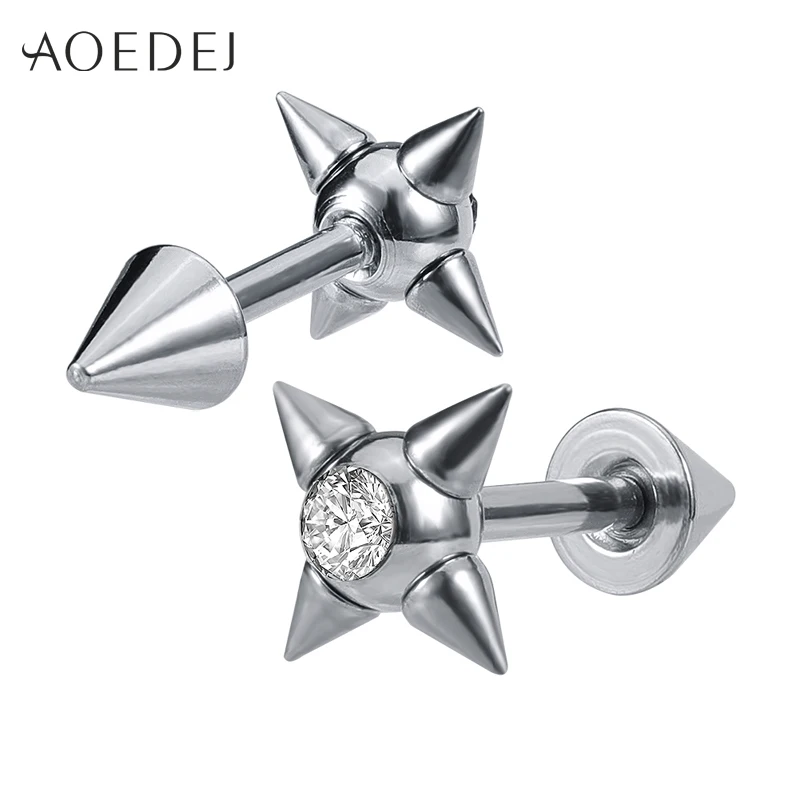 

AOEDEJ Spikes Shape Punk Stud Earrings for Men 316L Stainless Steel Earrings Hip Hop Ear Pins Cubic Zirconia Gothic Jewelry