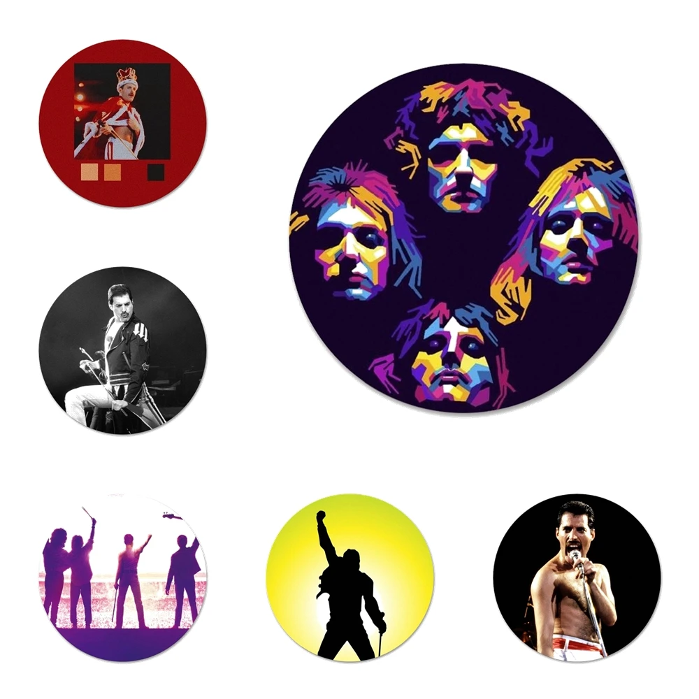 

Значки Queen Freddie Mercury Значки Металлические Значки для украшения одежды рюкзака 58 мм
