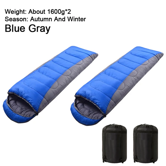 Blue Set 1600G WEST BIKING, 4 сезона, спальный мешок для кемпинга, легкий теплый и холодный конверт, альпинистский спальный мешок для путешествий на открытом воздухе, пеших прогулок - Цвет: Blue Set 1600G