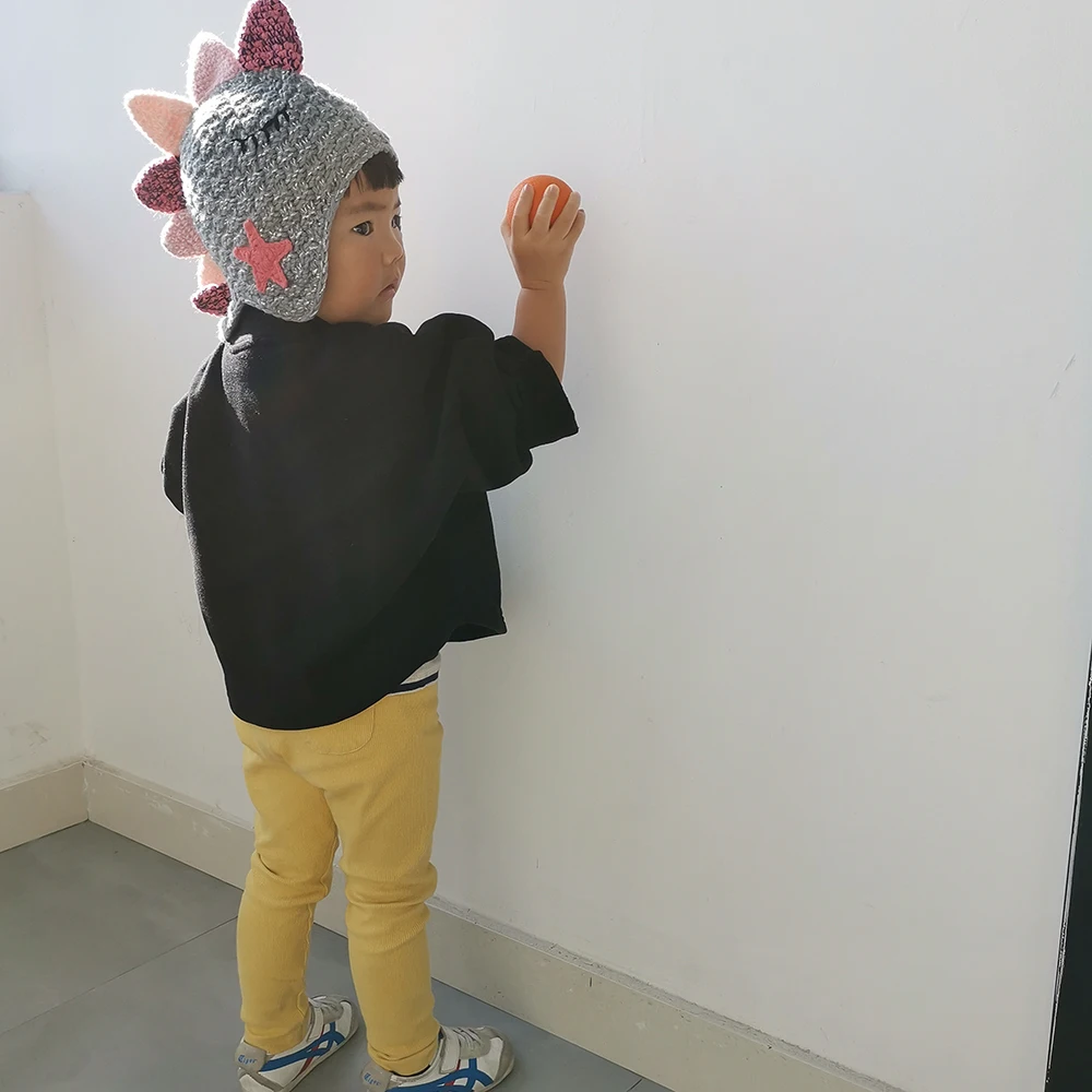 2019 осень и зима новая детская двухслойная вязаная шапка с динозавром для