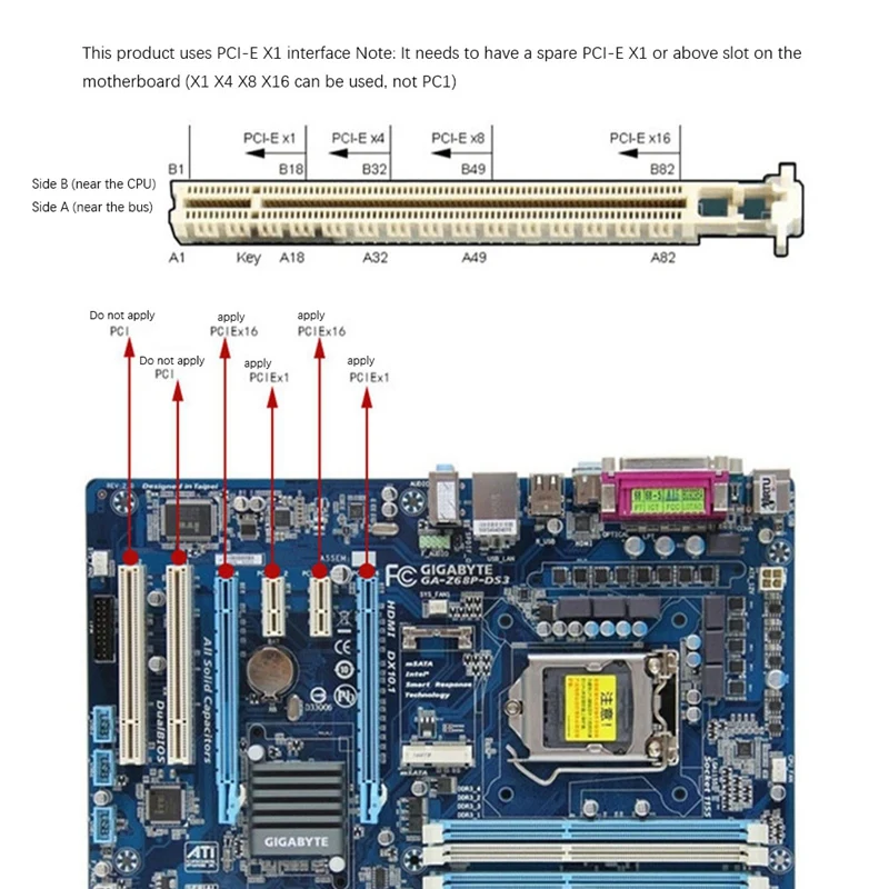 DB25 25Pin PCIE Riser Card  LPT  PCI-E -  AX99100